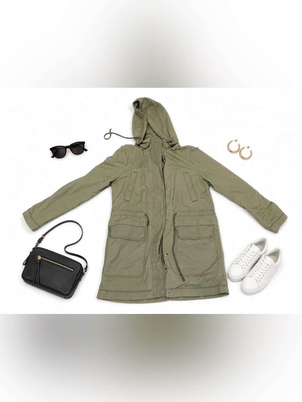 GAP Hooded Utility Parka Military Gorpcore Drawstring Waist Jacket